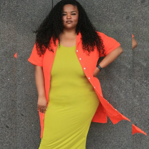 LARGE Orange Short Sleeve Cardigan - Picture 1 of 3